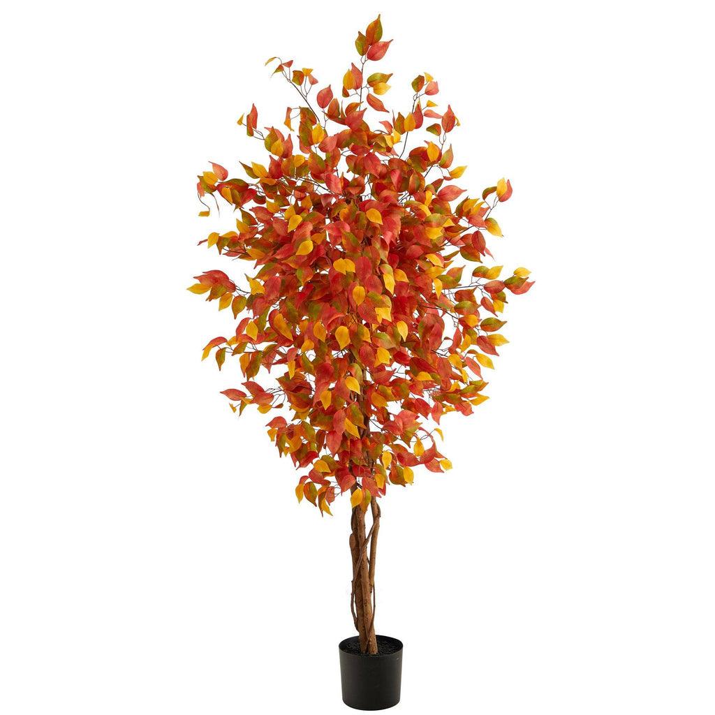 6’ Autumn Ficus Artificial Fall Tree - zzhomelifestyle