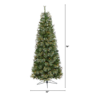 6.5' Cashmere Slim Artificial Christmas Tree with 350 Warm White Lights and 660 Bendable Branches - zzhomelifestyle