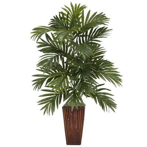 Areca Palm w/Bamboo Vase Silk Plant - zzhomelifestyle