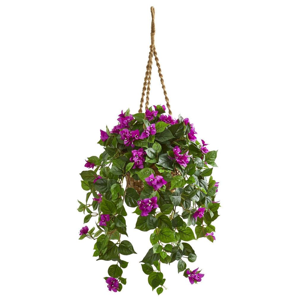 Bougainvillea Artificial Plant in Hanging Basket - zzhomelifestyle
