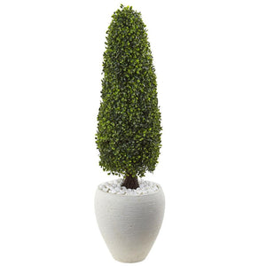 Boxwood Topiary with White Planter UV Resistant (Indoor/Outdoor) - zzhomelifestyle