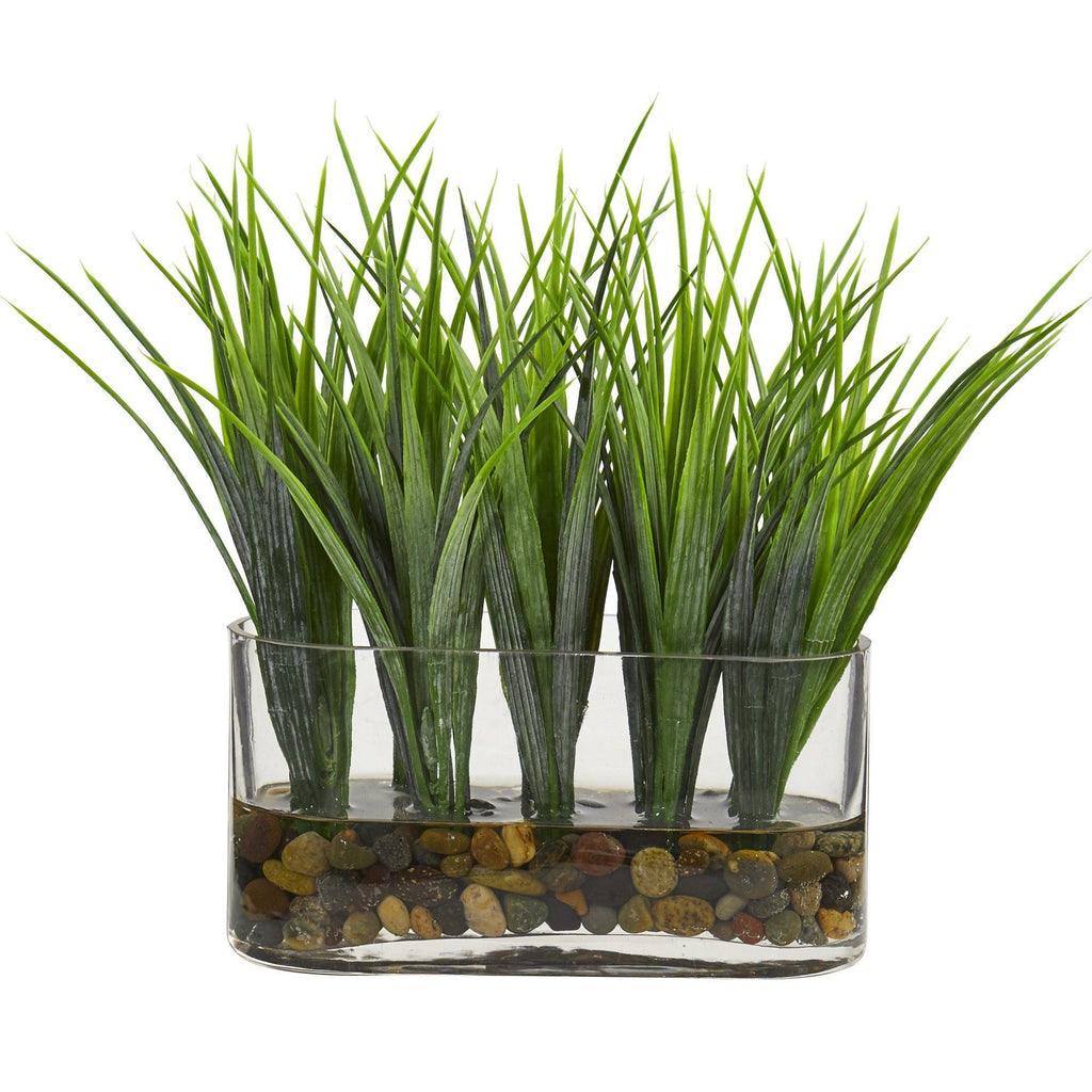 Vanilla Grass Artificial Plant in Oval Vase - zzhomelifestyle